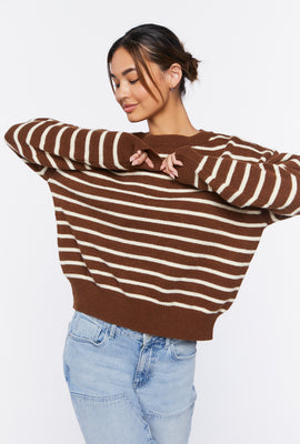 Link to Striped Button-Back Sweater Brown