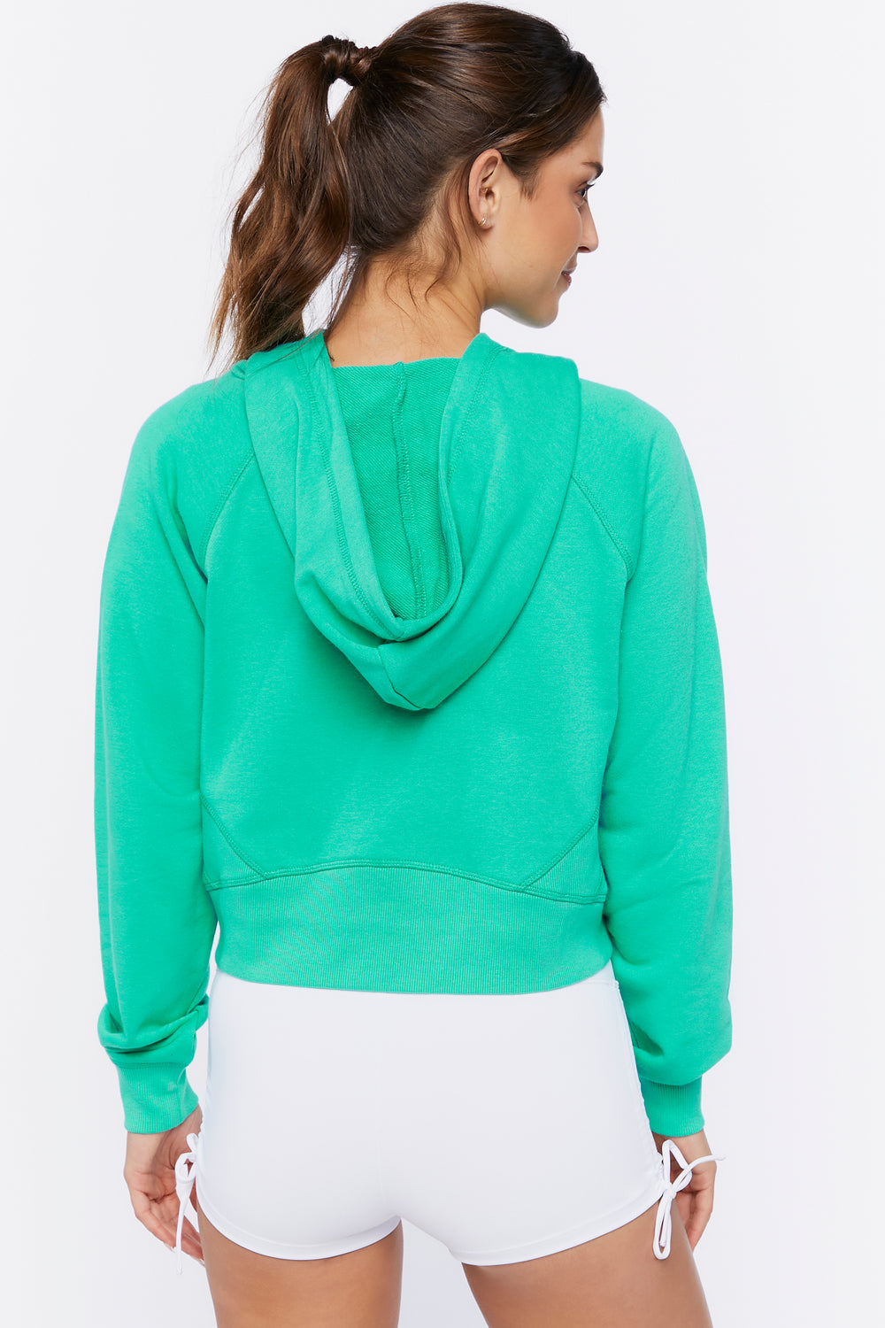 Active Cropped Half-Zip Hoodie Green