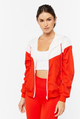 Link to Active Hooded Zip-Up Windbreaker Jacket Red