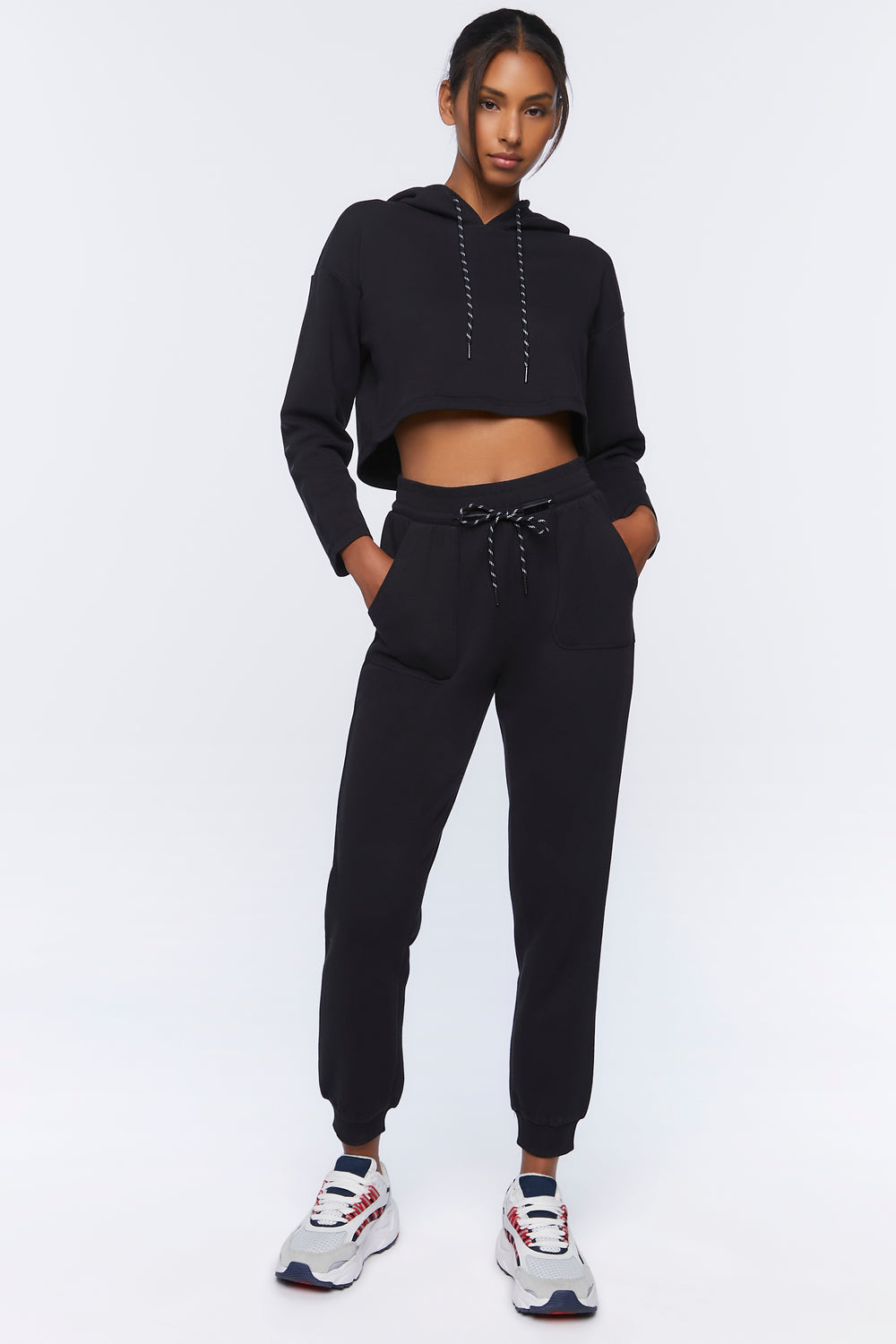 Active Cropped Hoodie Black