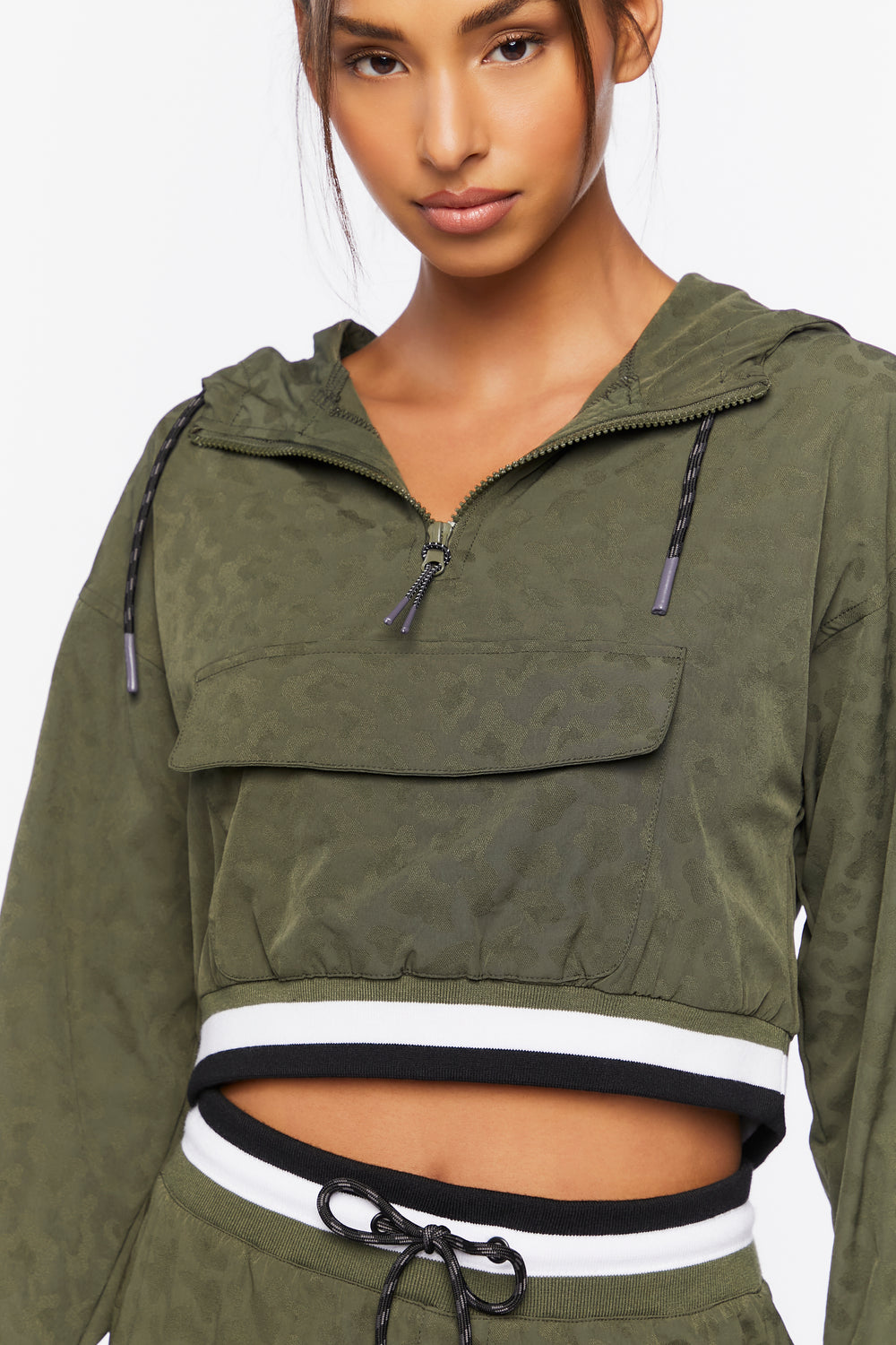 Active Varsity-Striped Anorak Green