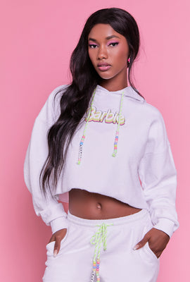 Link to Barbie Graphic Beaded Hoodie White