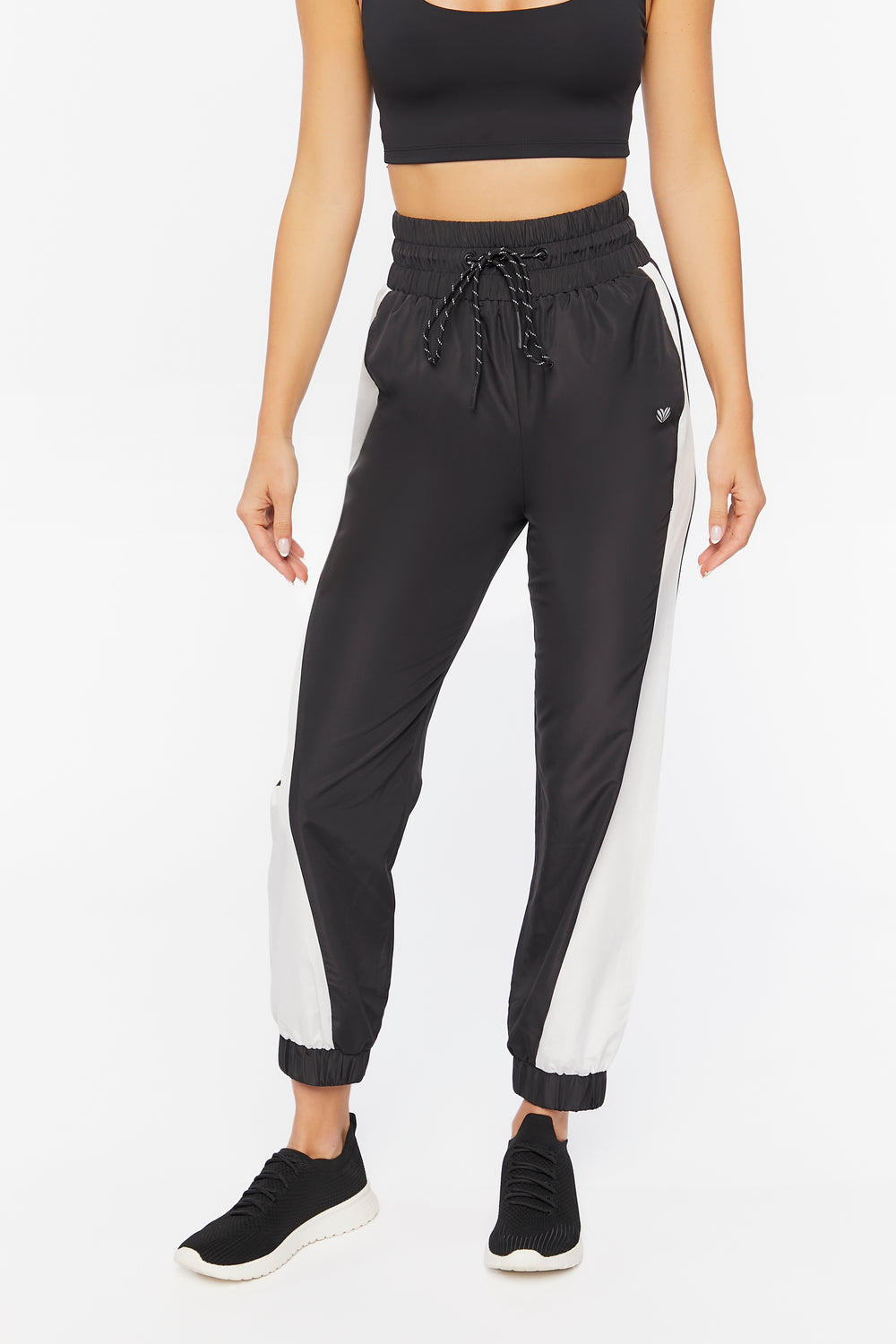 Active Side-Striped Drawstring Joggers Black