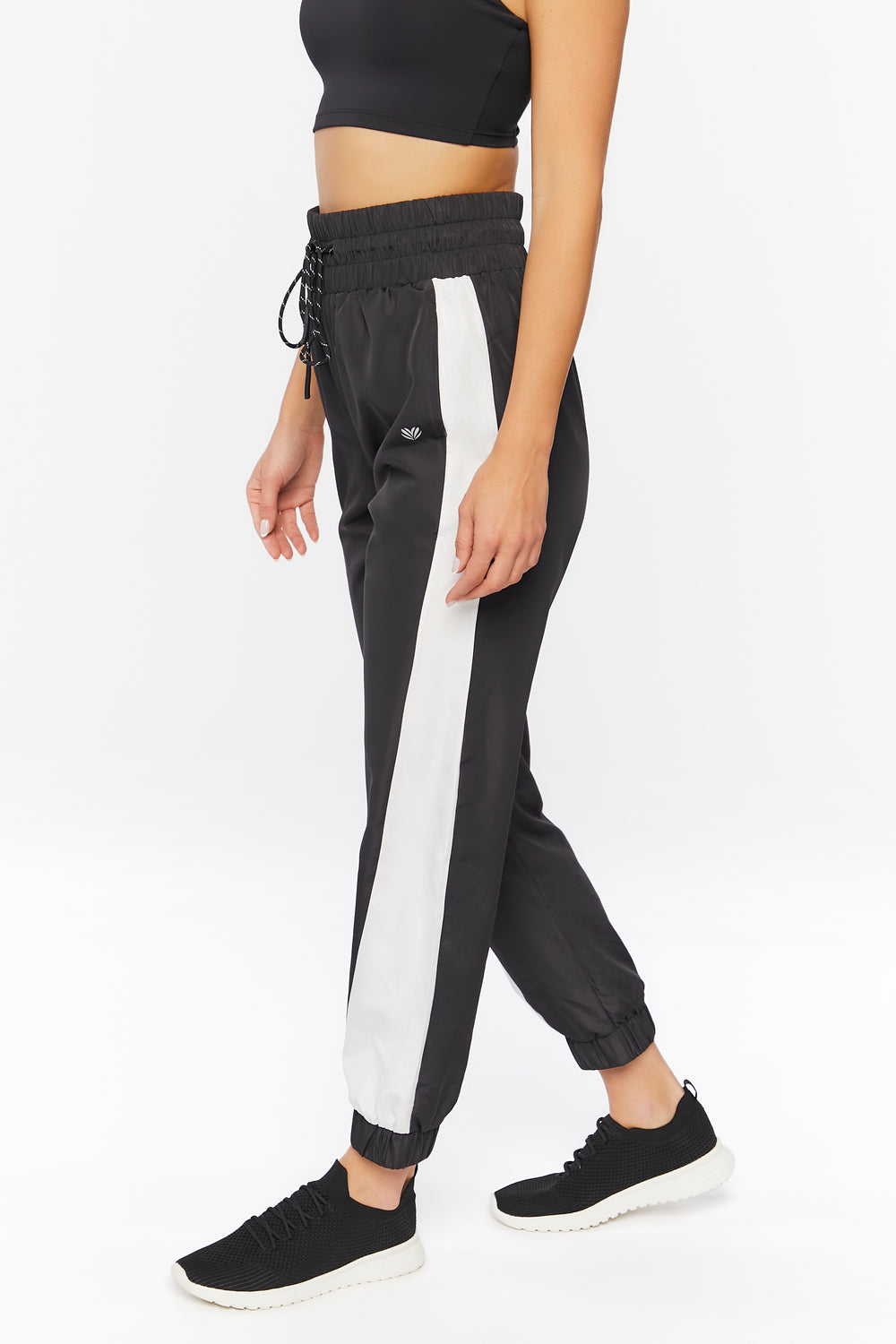 Active Side-Striped Drawstring Joggers Black
