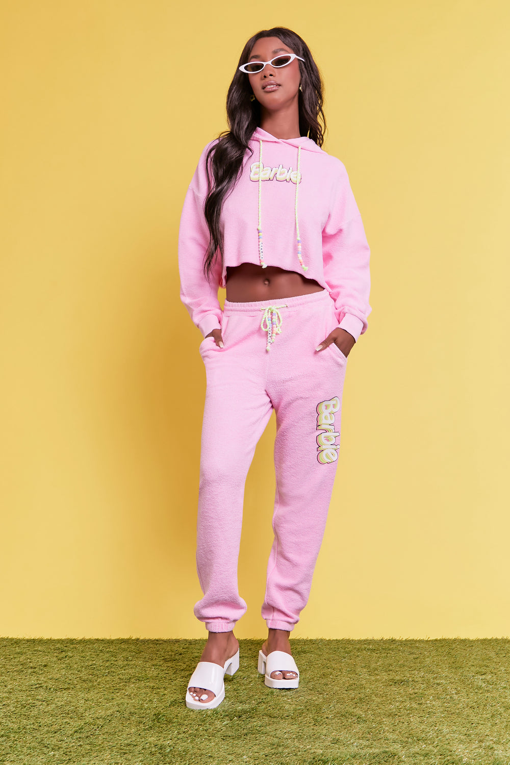 Barbie Graphic Beaded Joggers Pink