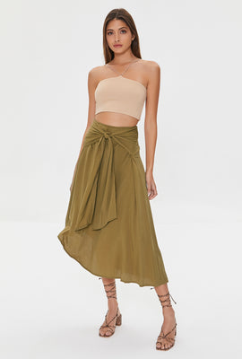 Link to Knotted Sash Flowy Midi Skirt Camel