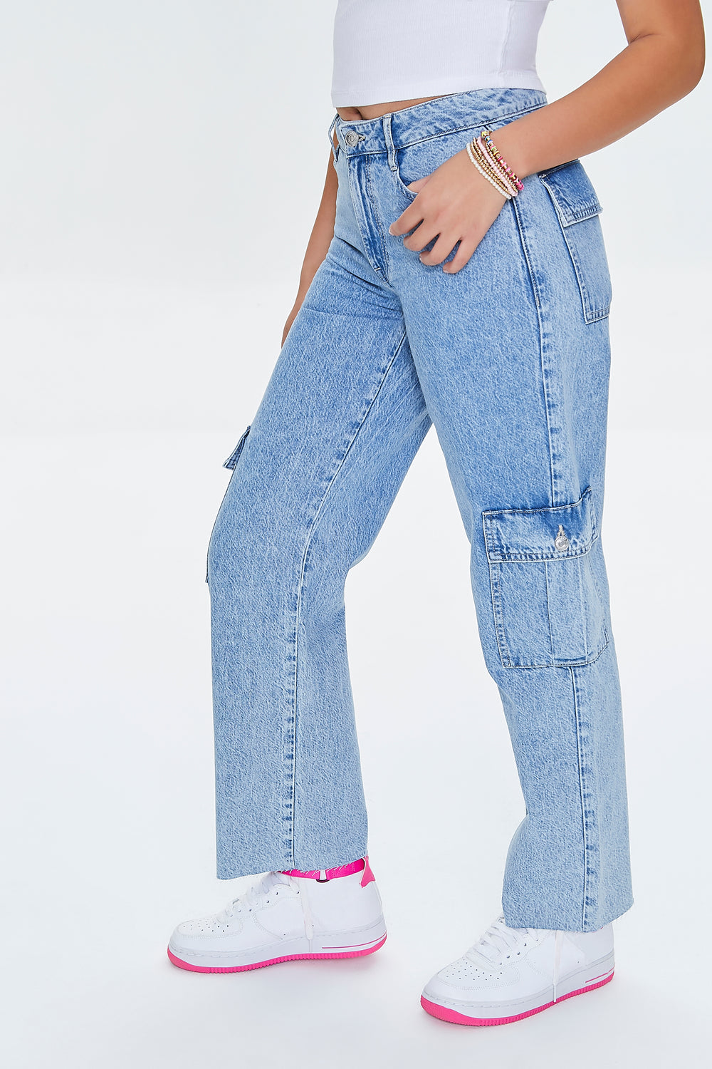 Cargo Straight-Leg Jeans Light Denim Blue