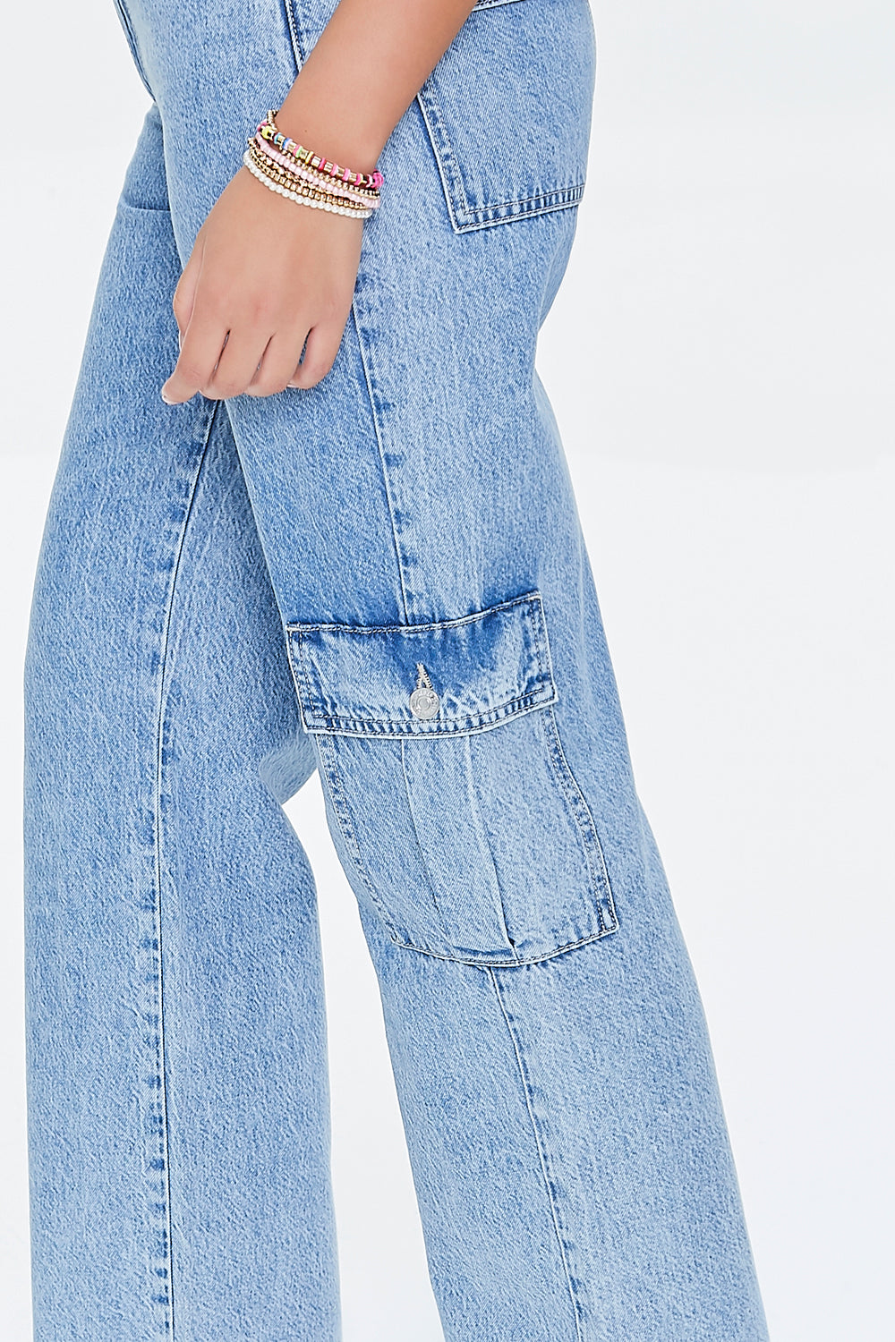 Cargo Straight-Leg Jeans Light Denim Blue