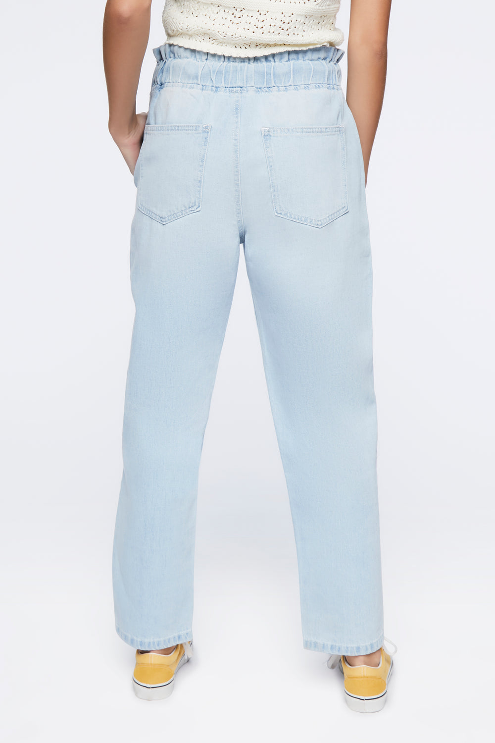 Drawstring Paperbag Jeans Light Denim Blue