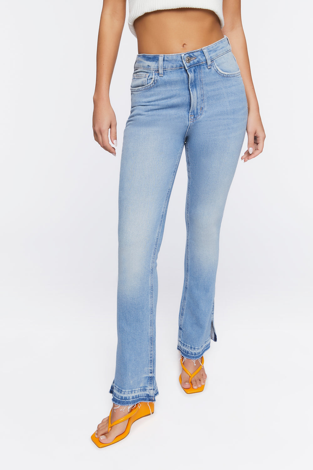 Hemp 10% Bootcut Split-Hem Jeans Light Denim Blue
