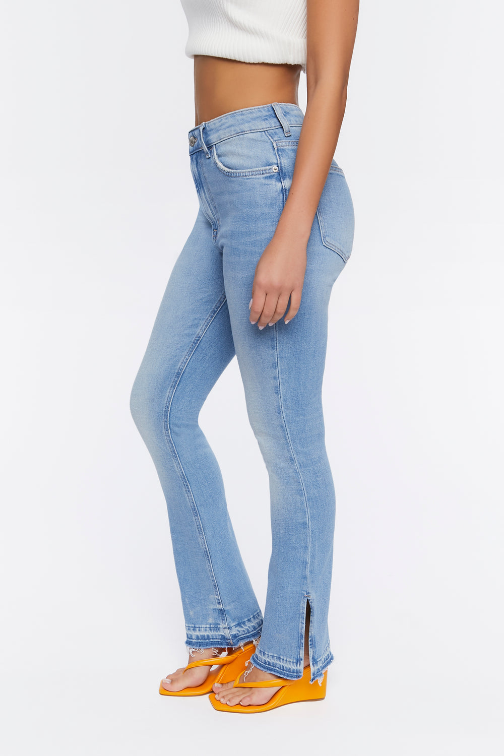 Hemp 10% Bootcut Split-Hem Jeans Light Denim Blue