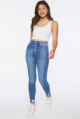 Link to Recycled Cotton High-Rise Skinny Jeans Dark Blue