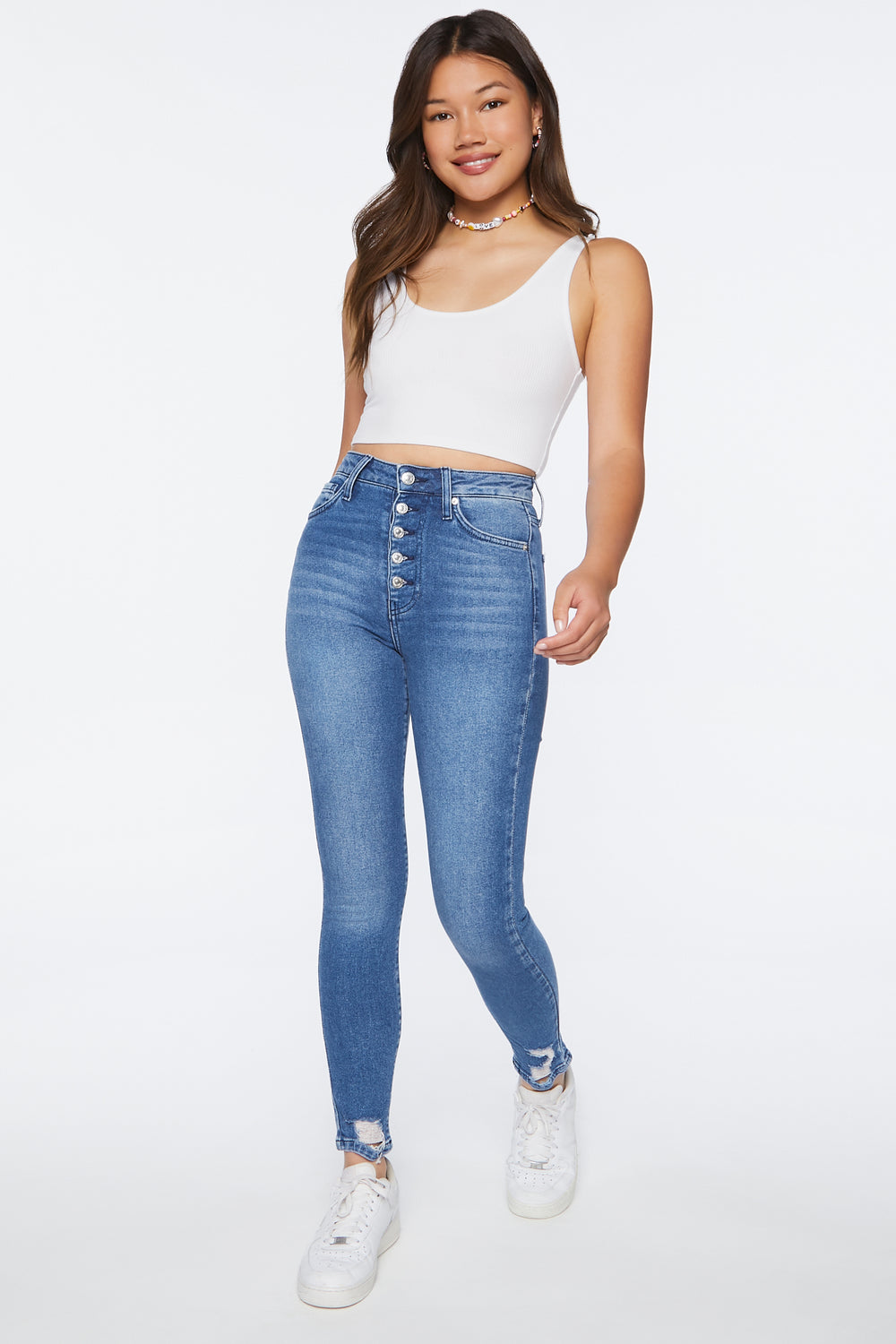 Recycled Cotton High-Rise Skinny Jeans Dark Blue