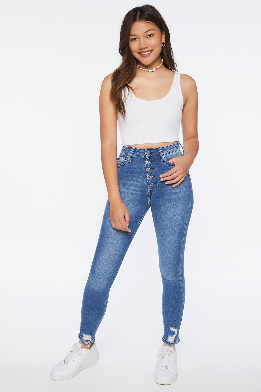 Recycled Cotton High-Rise Skinny Jeans Dark Blue