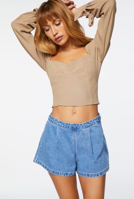 Link to High-Rise Denim Shorts Medium Blue