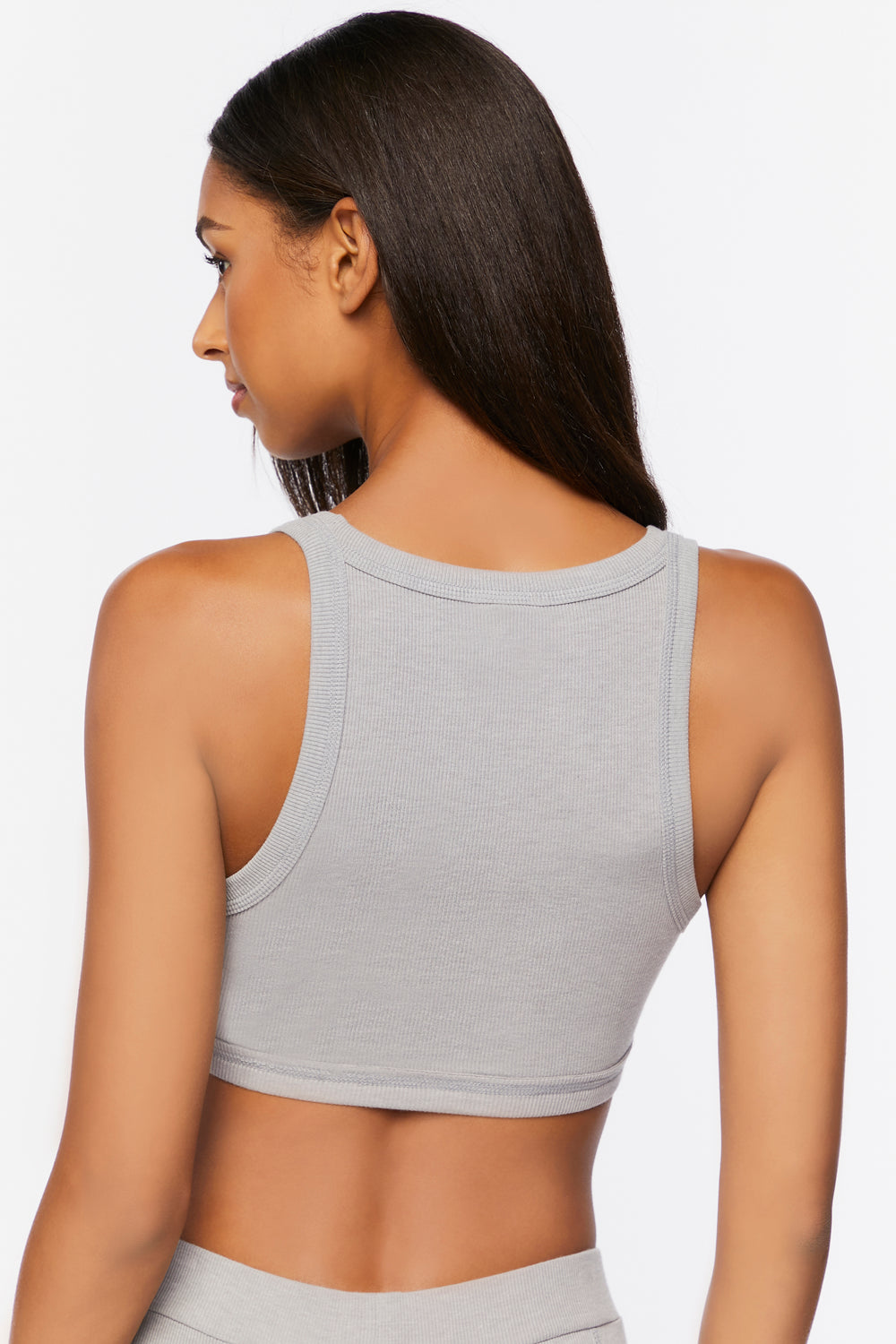 Lounge Ribbed Knit Crop Top Heather Grey