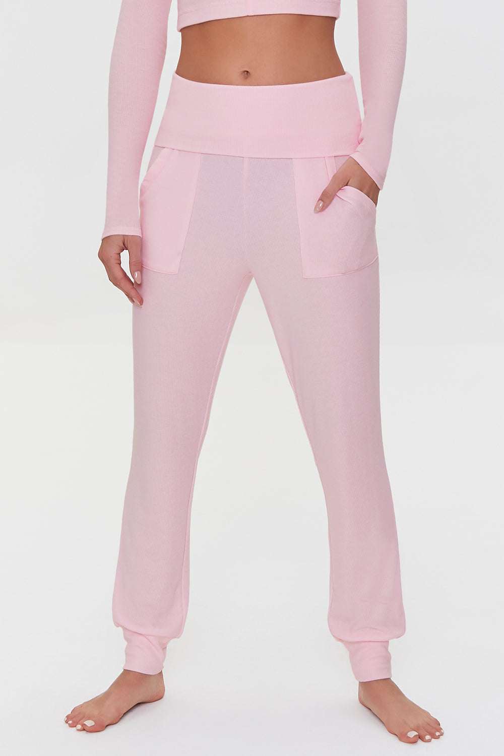 Foldover Lounge Pants Light Pink