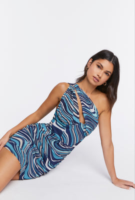 Link to Striped Mini One-Shoulder Dress Blue