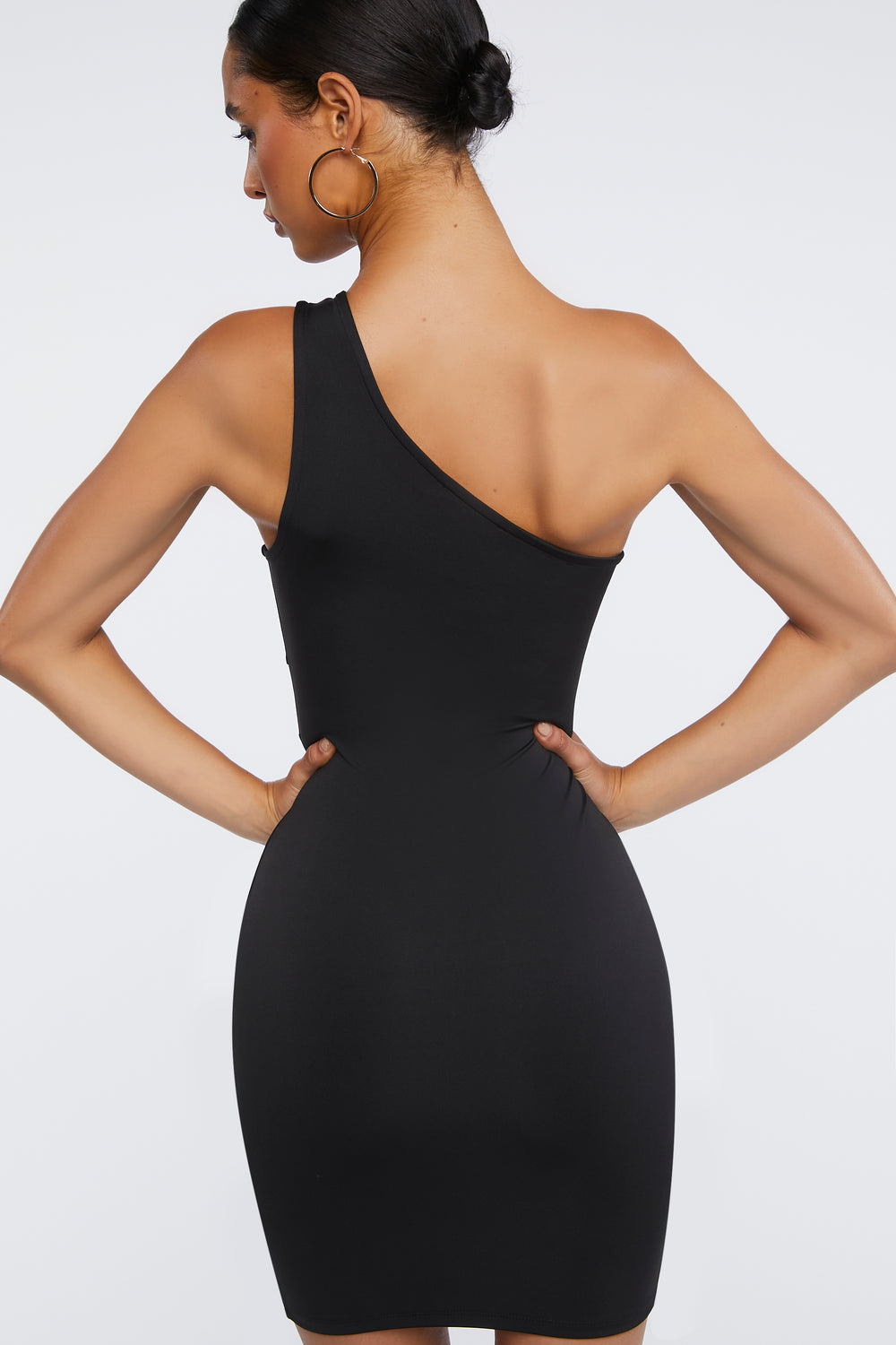 Cutout One-Shoulder Mini Dress Black