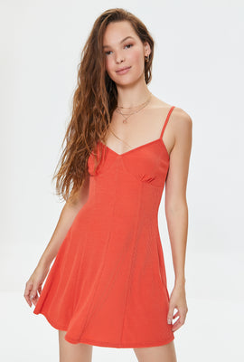 Link to Ribbed Cami Skater Dress Red