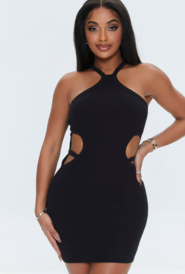 Link to Ribbed Cutout Bodycon Dress Black