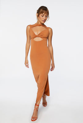 Link to Cutout Twist-Front Maxi Dress Camel