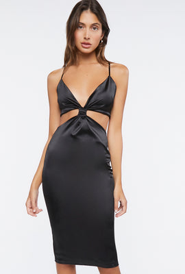 Link to Cutout Satin Mini Dress Black