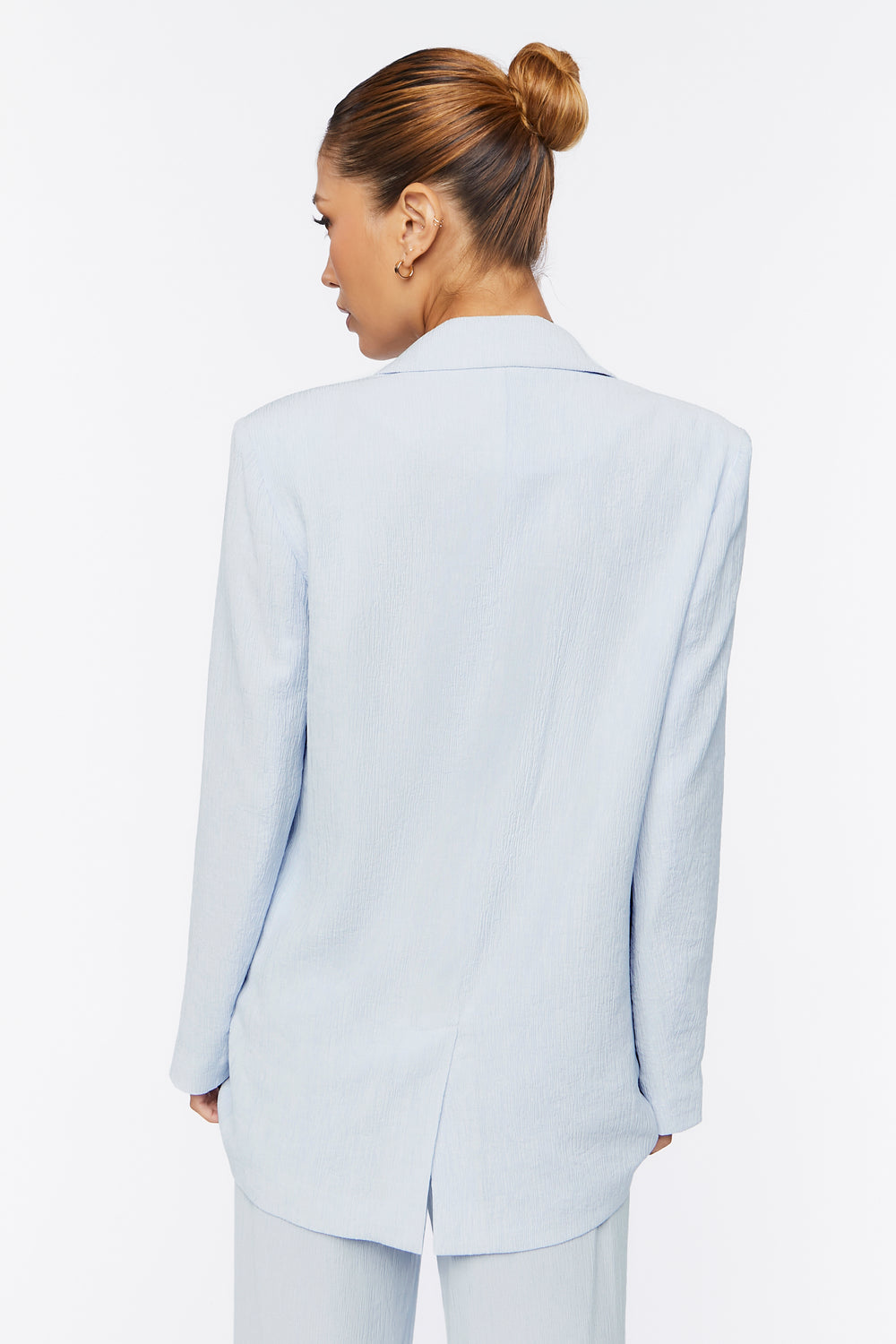 Textured Notched Double-Breasted Blazer Clear