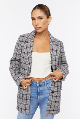 Link to Notched Plaid Blazer Charcoal