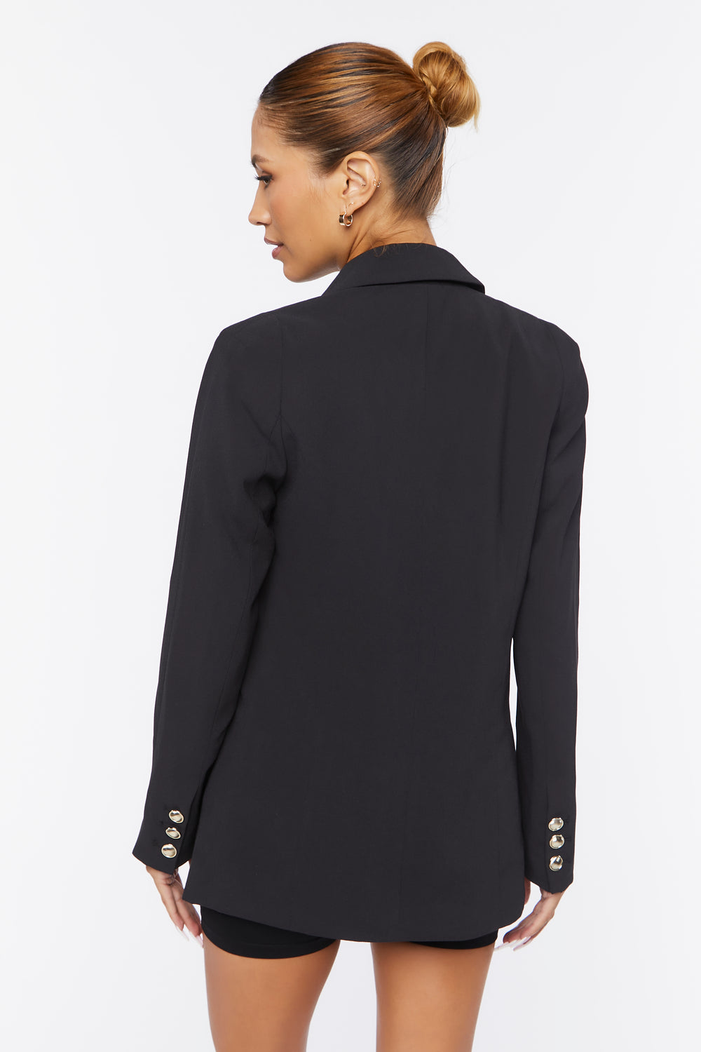 Notched Double-Breasted Blazer Black