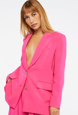 Link to Vented Button-Front Blazer Pink