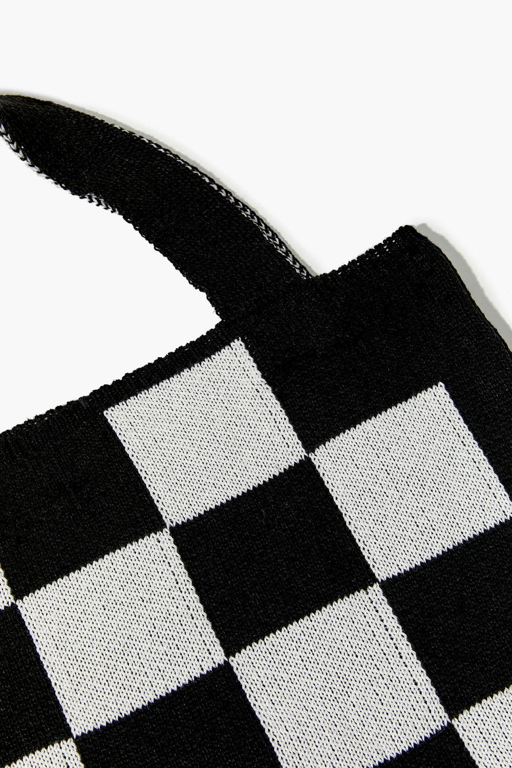 Checkered Knit Handbag Black