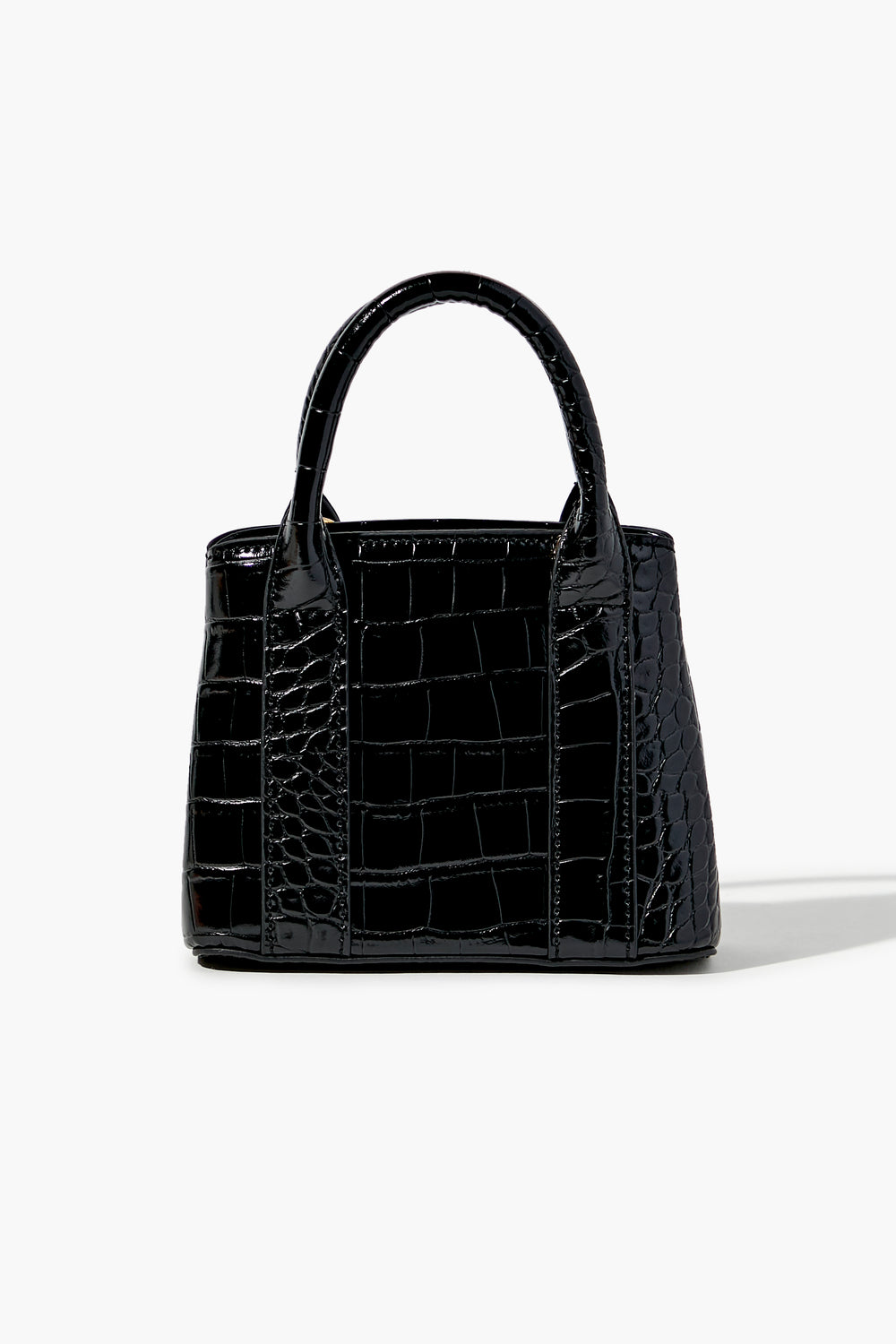 Faux Patent Croc Leather Handbag Black