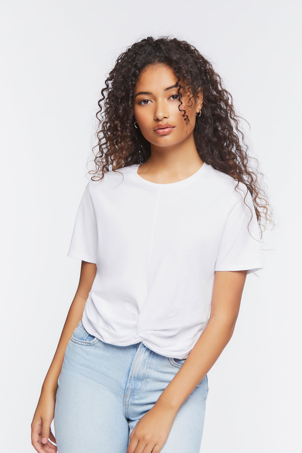 Twisted-Hem Crew Tee White