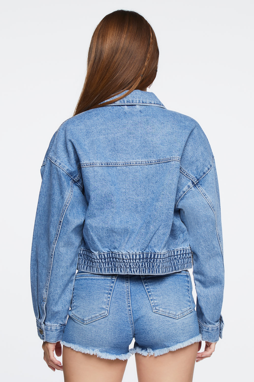 Cropped Denim Trucker Jacket Medium Blue