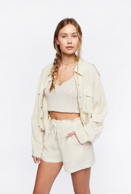 Link to Drawstring Collared Jacket Sand