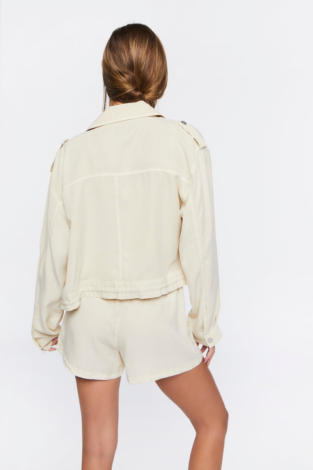 Drawstring Collared Jacket Sand