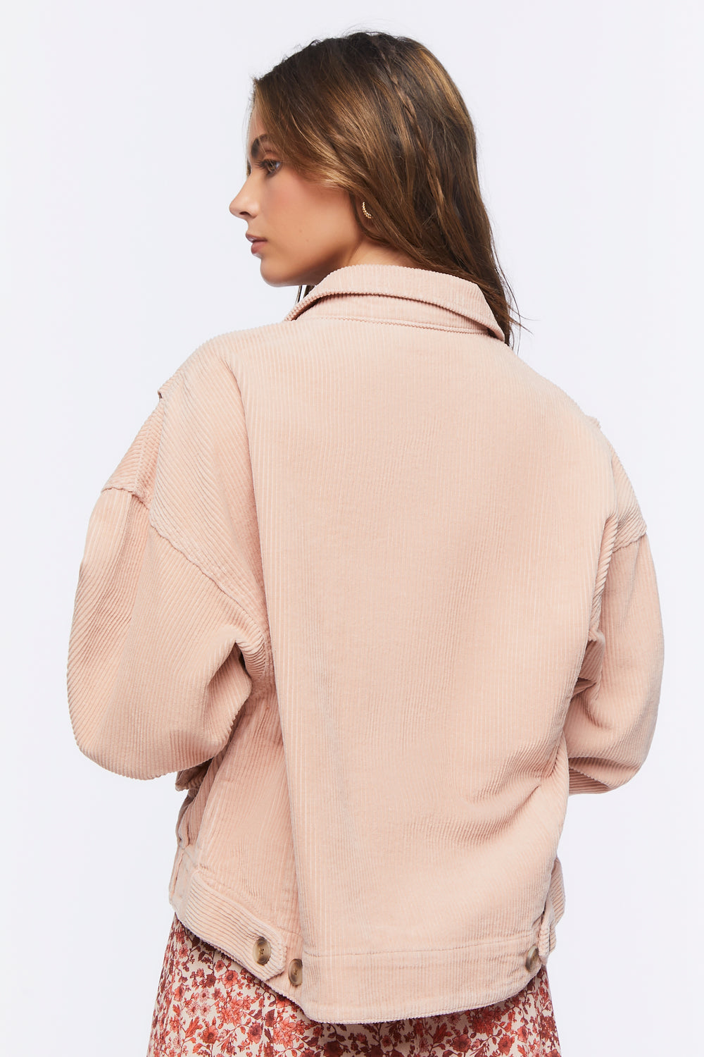 Corduroy Button-Front Jacket Pink