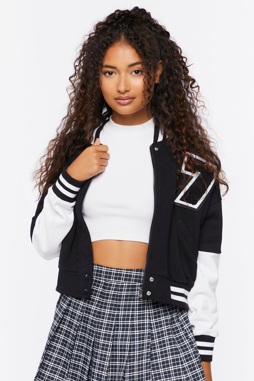 Varsity Zip-Up Jacket Black