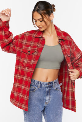 Link to Plaid Button-Up Shacket Red