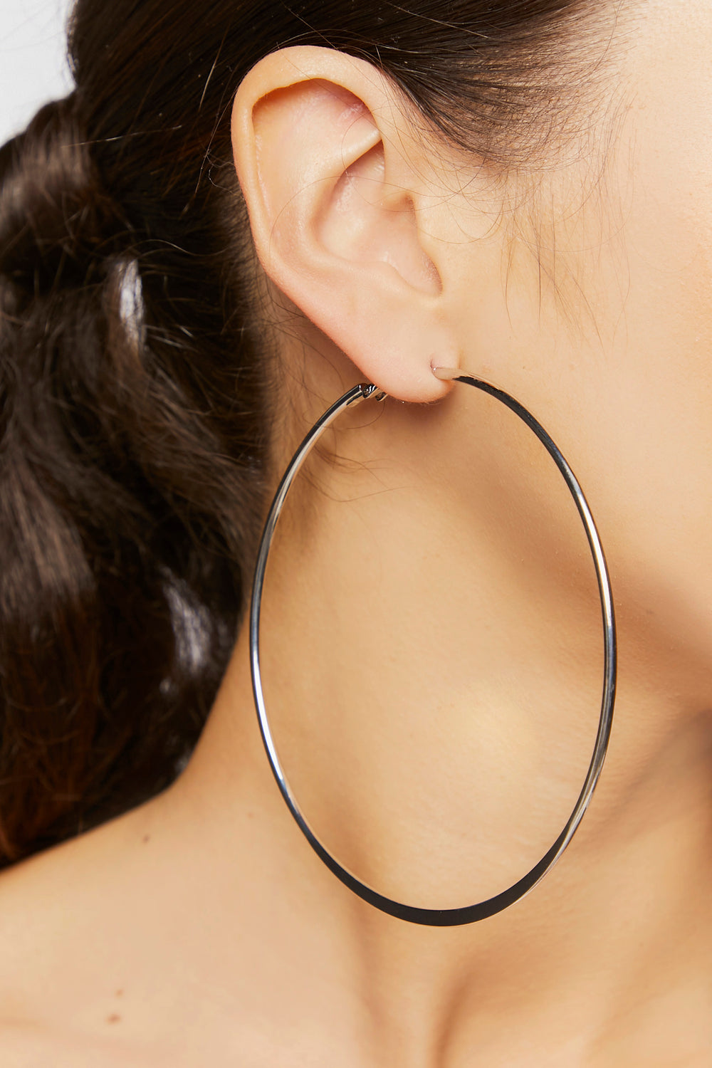 Upcycled Oversized Hoop Earrings Silver