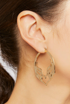 Link to Winged Heart Hoop Earrings Gold