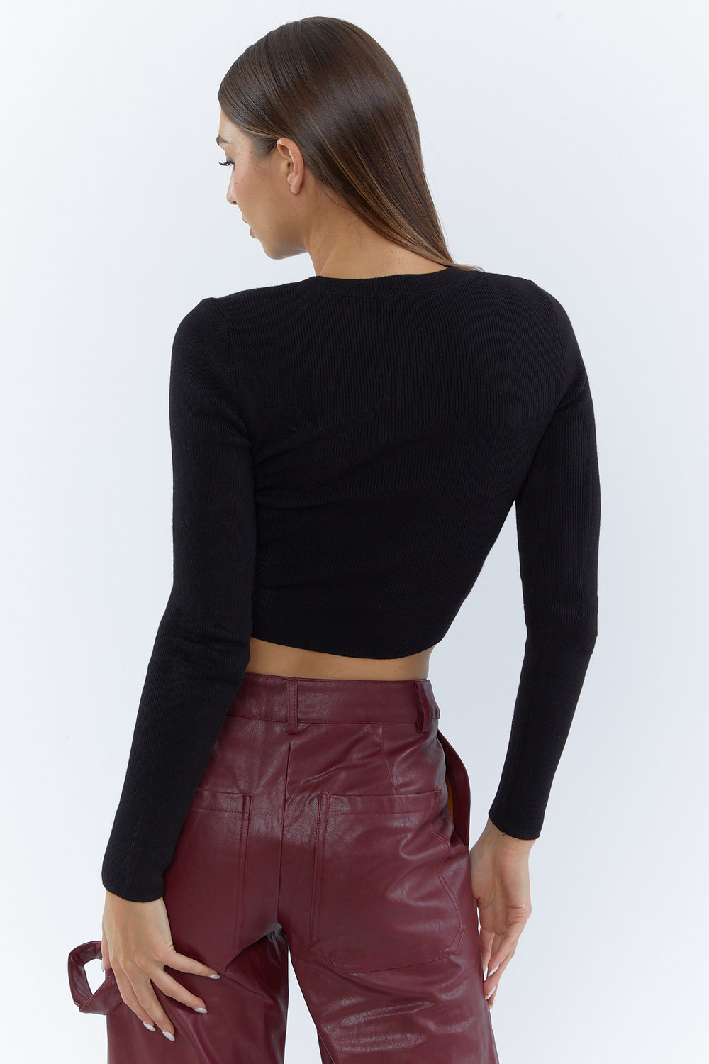 Ribbed Cropped Sweater Black