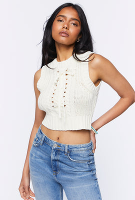 Link to Lace-Up Sweater Vest Cream