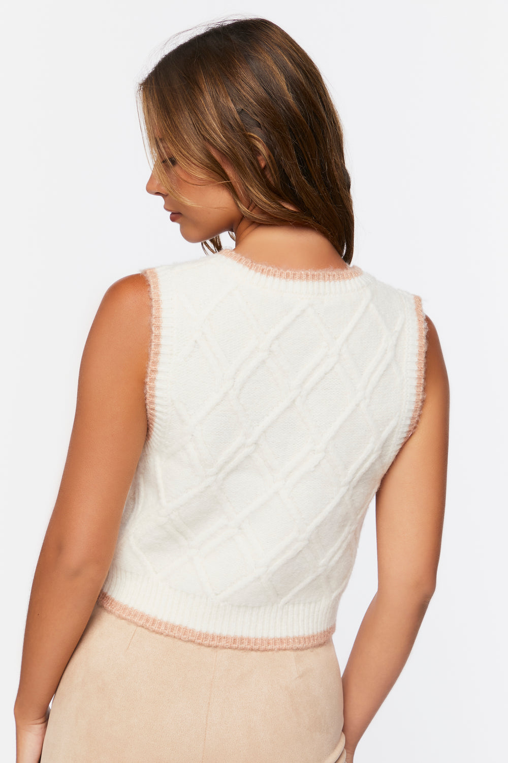 Floral Embroidered Sweater Vest Ivory