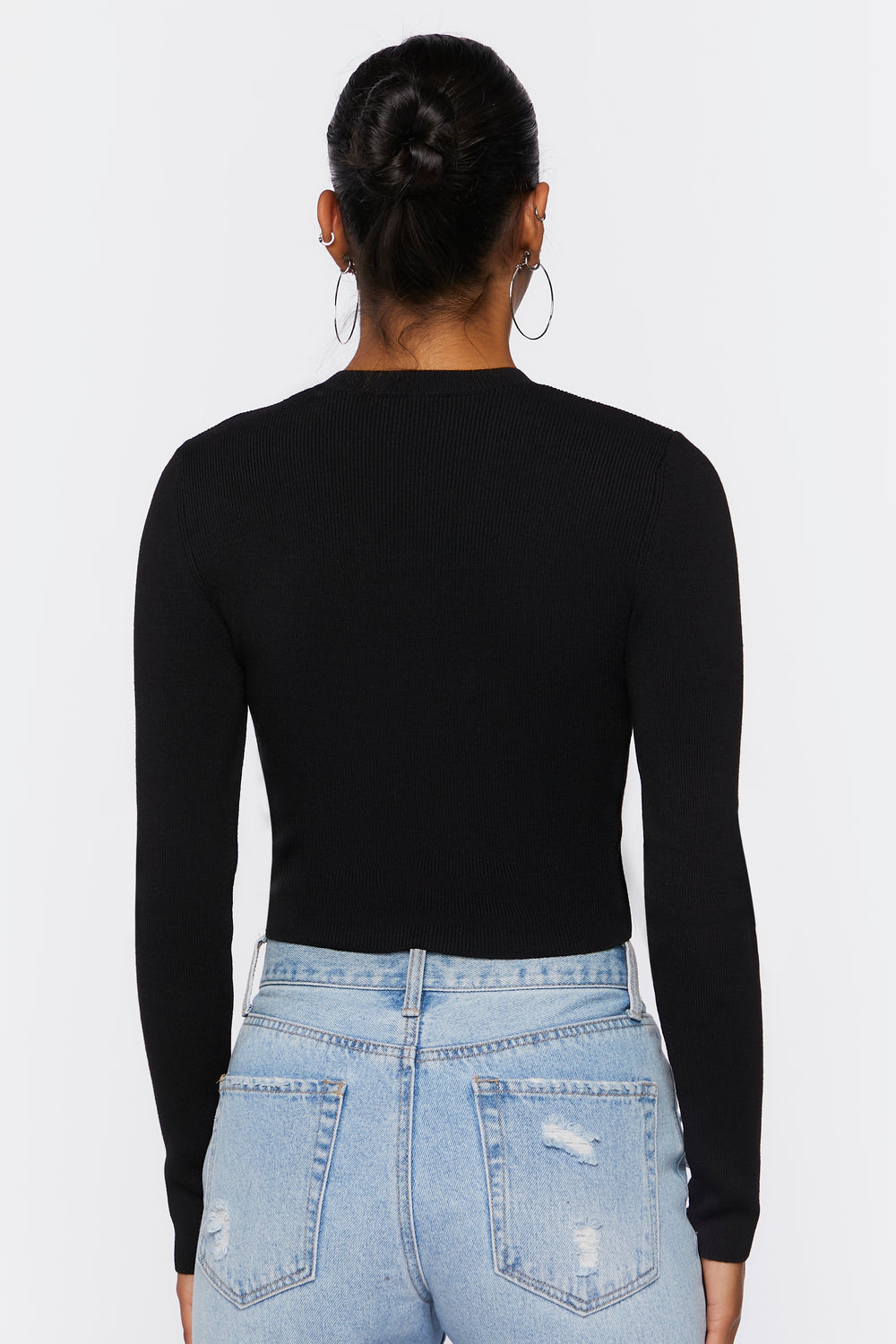 Ribbed Knit Sweater Top Black