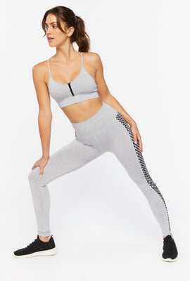 Link to Active Checkered-Trim Leggings Heather Grey