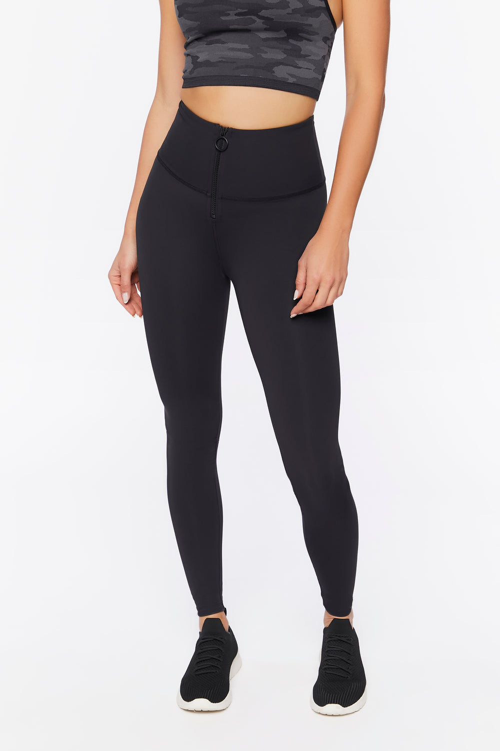 Active Front-Zip Leggings Black