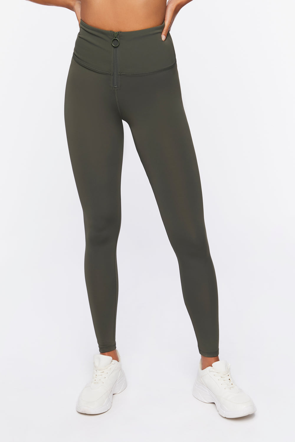 Active Front-Zip Leggings Dark Green