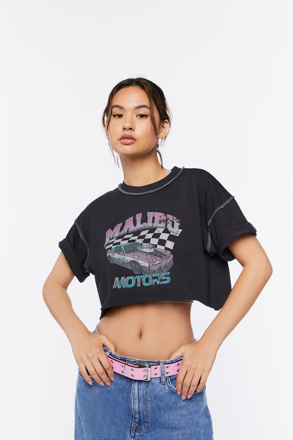 Malibu Motors Graphic Raw-Cut Tee Black